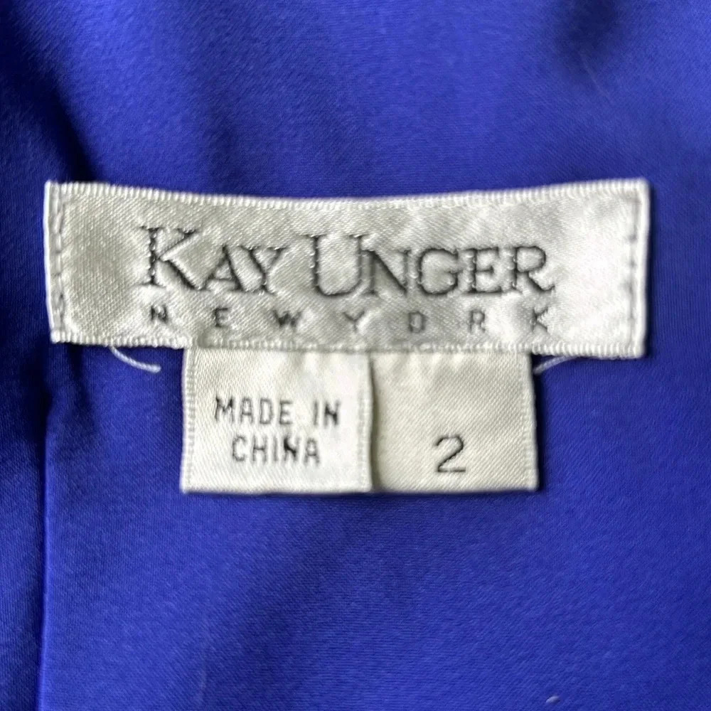 Kay Unger sheath dress blue sleeveless eyelet lace cotton excellent Size 2 - Picture 6 of 9